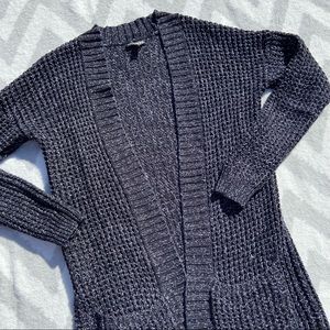 Express | Knit Open Front Black & White Cardigan